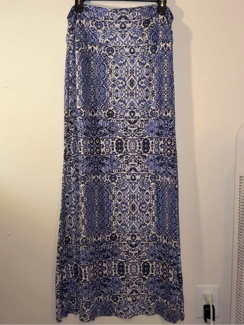 Cynthia Rowley Blue & White Tile-Print Maxi Skirt